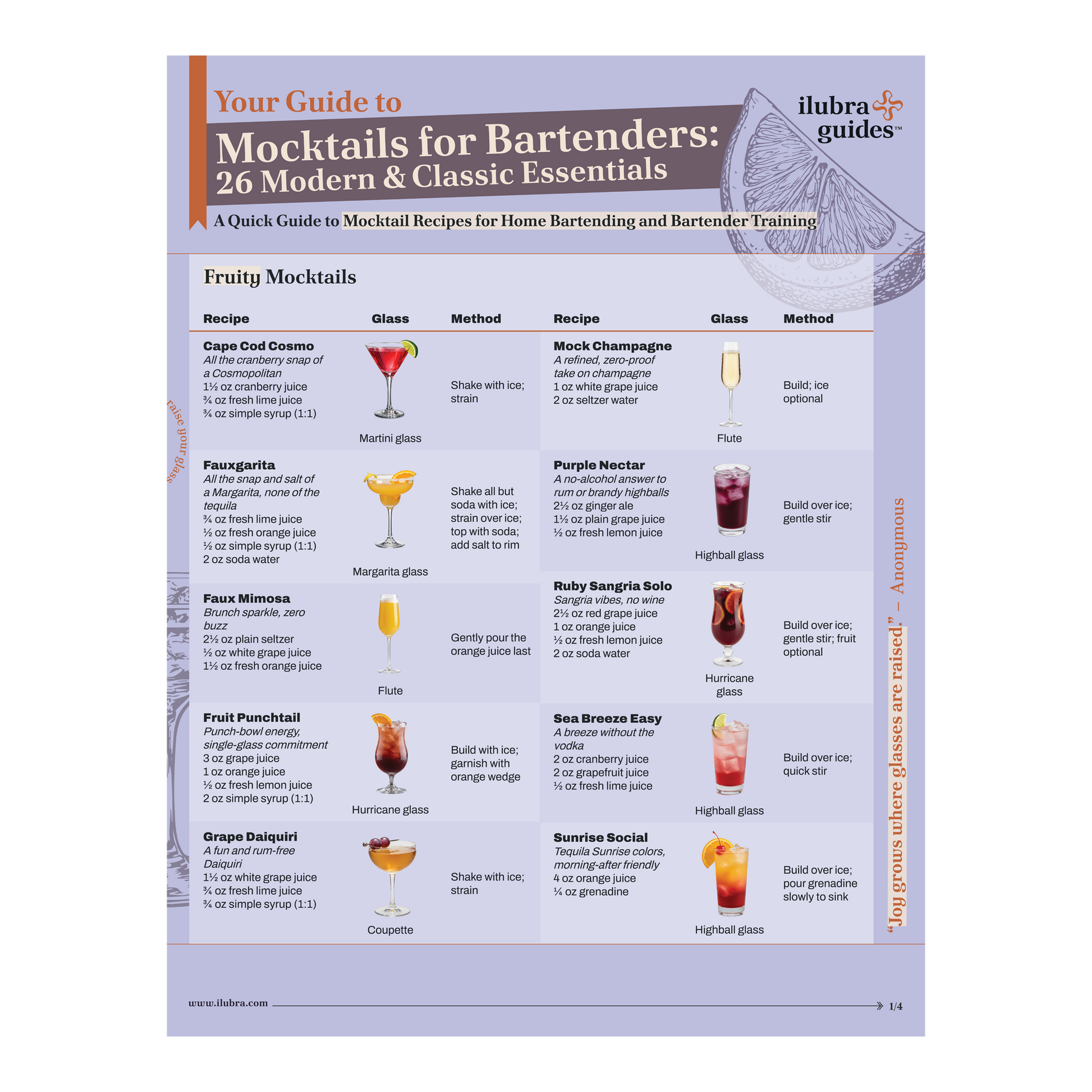 Mocktails Recipe Guide: Your At-a-Glance Companion (Laminated Print)